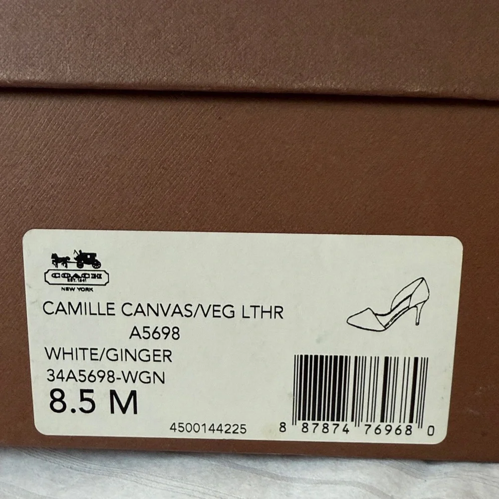 Coach Elegant White and Tan Heels - Picture 2 of 2